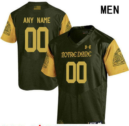 Men's Notre Dame Fighting Irish Custom 2016 Under Armour Shamrock Series College Football Jersey - Olive Green