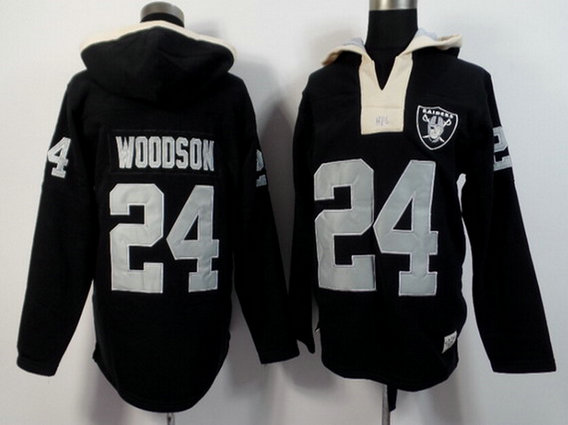 Men's Oakland Raiders #24 Charles Woodson Black Team Color 2015 NFL Hoodie Men's Oakland Raiders #24 Charles Woodson Black Team Color 2015 NFL Hoodie