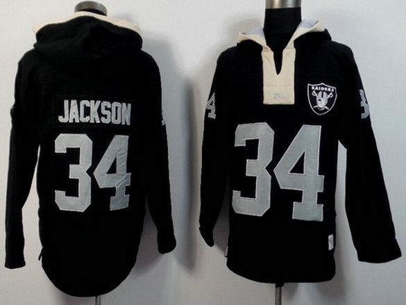 Men's Oakland Raiders #34 Bo Jackson Black Team Color 2015 NFL Hoodie Men's Oakland Raiders #34 Bo Jackson Black Team Color 2015 NFL Hoodie