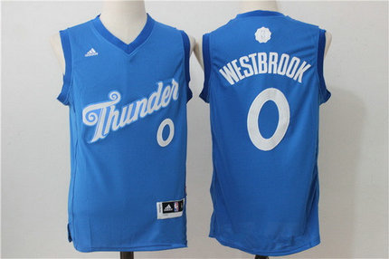 Men's Oklahoma City Thunder #0 Russell Westbrook Adidas Blue 2016 Christmas Day Stitched NBA Swingman Jersey