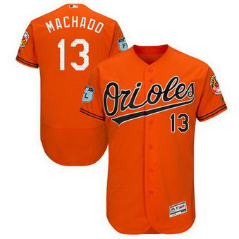 Men's Orioles 13 Manny Machado Orange 2017 Spring Training Flexbase Jersey