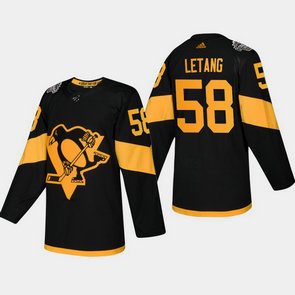 Men's Penguins #58 Kris Letang Coors Light 2019 Stadium Series Black Authentic Jersey