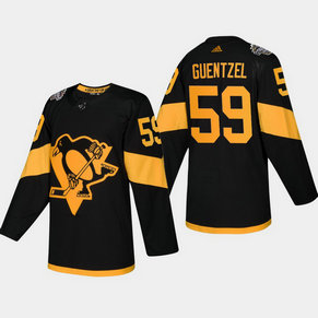 Men's Penguins #59 Jake Guentzel Coors Light 2019 Stadium Series Black Authentic Jersey