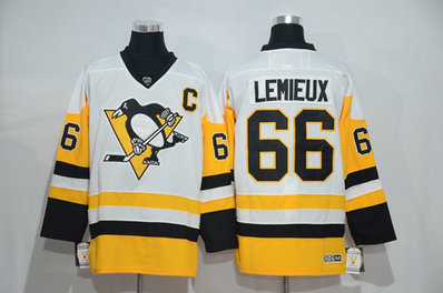 Men's Penguins 66 Mario Lemieux White New Stitched NHL Jersey