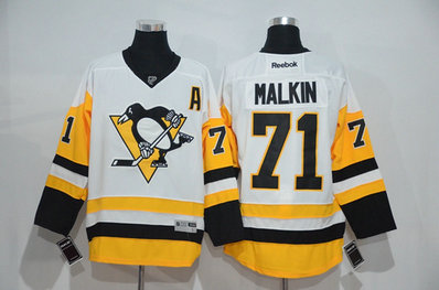 Men's Penguins 71 Evgeni Malkin White New Stitched NHL Jersey