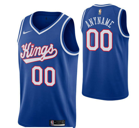 Men's Sacramento Kings Custom Blue 2019-20 Hardwood Classics Jersey