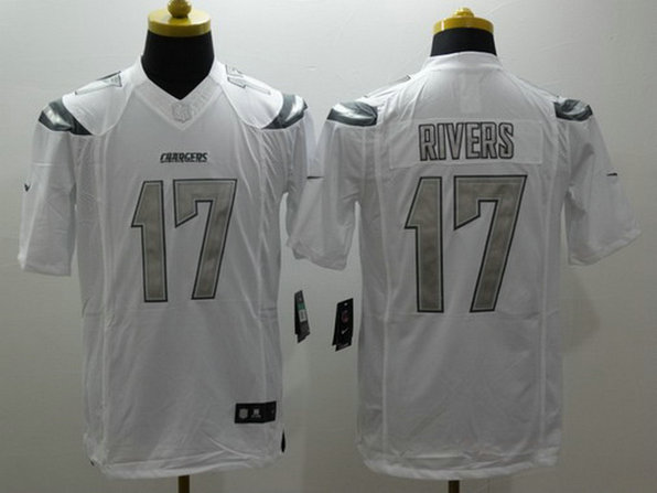 Men's San Diego Chargers #17 Philip Rivers White Platinum NFL Nike Limited Jersey