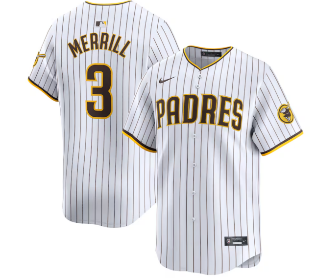 Men's San Diego Padres Jackson Merrill Nike White Home Jersey