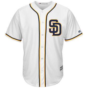 Men's San Diego Padres Majestic White-Navy Cool Base Jersey