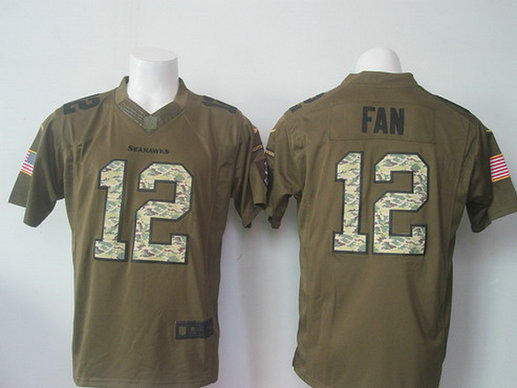 Men's Seattle Seahawks #12 Fan Green Salute to Service 2015 NFL Nike Limited Jersey