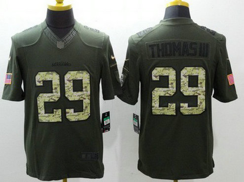 Men's Seattle Seahawks #29 Earl Thomas III Green Salute To Service 2015 NFL Nike Limited Jersey
