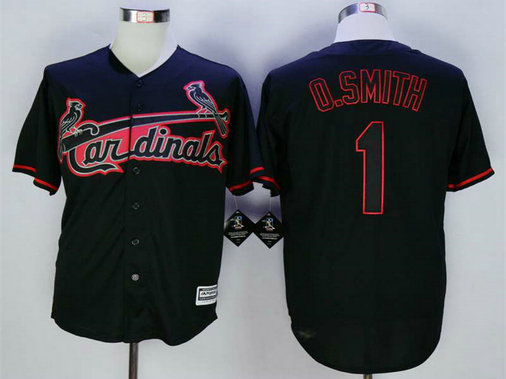 Men's St. Louis Cardinals #1 Ozzie Smith Black New Cool Base Jersey Men's St. Louis Cardinals #1 Ozzie Smith Black New Cool Base Jersey