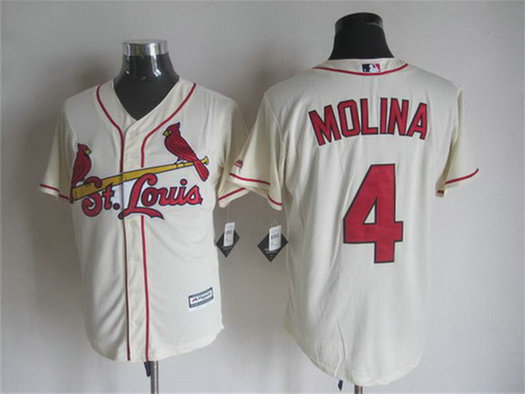 Men's St. Louis Cardinals #4 Yadier Molina Alternate Cream 2015 MLB Cool Base Jersey Men's St. Louis Cardinals #4 Yadier Molina Alternate Cream 2015 MLB Cool Base Jersey