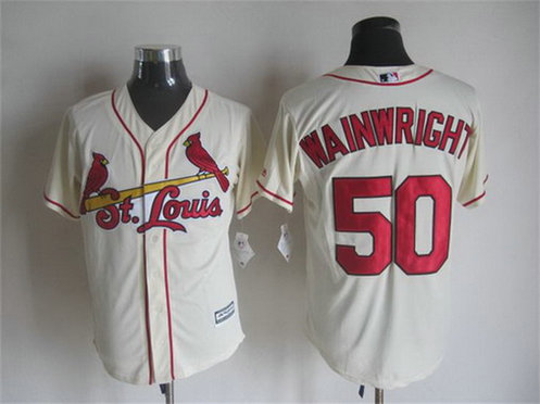 Men's St. Louis Cardinals #50 Adam Wainwright Alternate Cream 2015 MLB Cool Base Jersey Men's St. Louis Cardinals #50 Adam Wainwright Alternate Cream 2015 MLB Cool Base Jersey