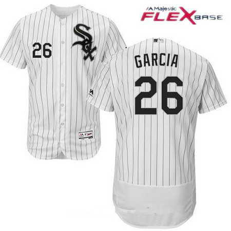 Men's Stitched Chicago White Sox #26 Avisail Garcia White Home MLB Majestic Flex Base Jersey