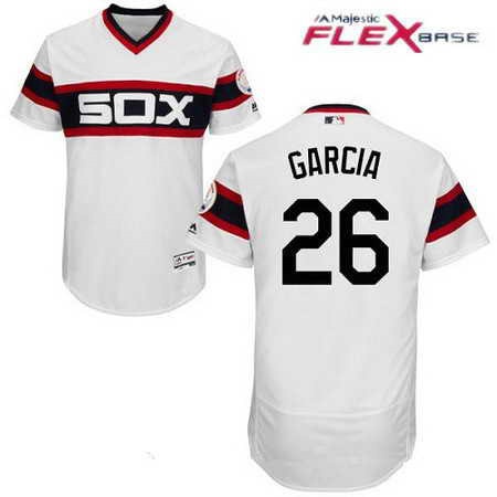Men's Stitched Chicago White Sox #26 Avisail Garcia White MLB Majestic Flex Base Jersey