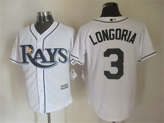 Men's Tampa Bay Rays #3 Evan Longoria Home White 2015 MLB Cool Base Jersey