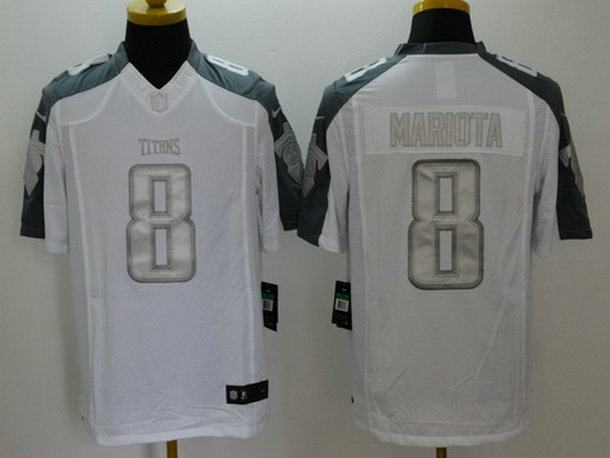 Men's Tennessee Titans #8 Marcus Mariota White Platinum NFL Nike Limited Jersey