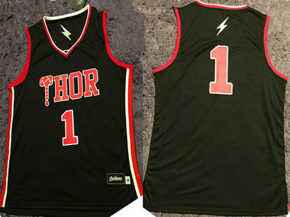 Men's The Avengers #1 Thor Black fashion Basketball Jersey
