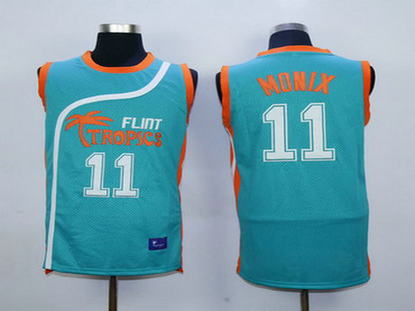 Men's The Movie Flint Tropics #11 Ed Monix Teal Green Soul Swingman Basketball Jersey