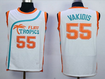Men's The Movie Flint Tropics #55 Vakidis White Soul Swingman Basketball Jersey