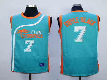 Men's The Movie Flint Tropics #7 Coffee Black Teal Green Soul Swingman Basketball Jersey