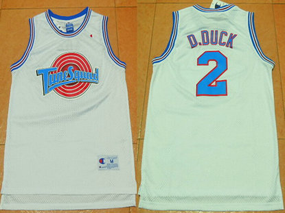 Men's The Movie Space Jam #2 Daffy Duck White Soul Swingman Basketball Jersey