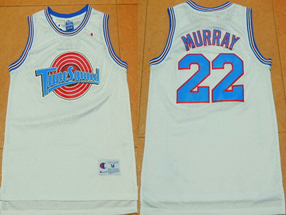 Men's The Movie Space Jam #22 Bill Murray White Soul Swingman Basketball Jersey