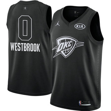 Men's Thunder #0 Russell Westbrook Black NBA Jordan Swingman 2018 All-Star Game Jersey