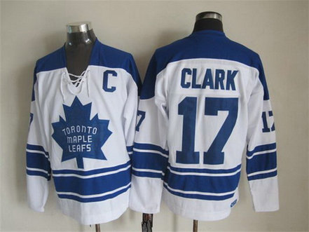 Men's Toronto Maple Leafs #17 Wendel Clark 1966-67 White CCM Vintage Throwback Jersey Men's Toronto Maple Leafs #17 Wendel Clark 1966-67 White CCM Vintage Throwback Jersey