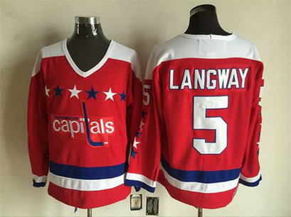 Men's Washington Capitals #5 Rod Langway 1987-88 Red CCM Vintage Throwback Jersey Men's Washington Capitals #5 Rod Langway 1987-88 Red CCM Vintage Throwback Jersey
