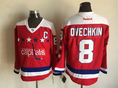 Men's Washington Capitals #8 Alex Ovechkin Red Third Reebok Hockey Jersey