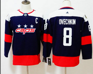 Men's Washington Capitals #8 Alexander Ovechkin Navy Blue 2018 Stadium Series Stitched NHL Hockey Jersey