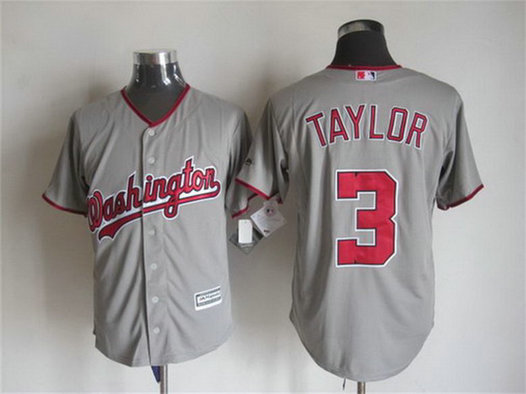 Men's Washington Nationals #3 Michael Taylor Away Gray 2015 MLB Cool Base Jersey Men's Washington Nationals #3 Michael Taylor Away Gray 2015 MLB Cool Base Jersey