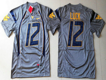 Men's West Virginia Mountaineers #12 Oliver Luck Gray NCAA Football Nike Jersey