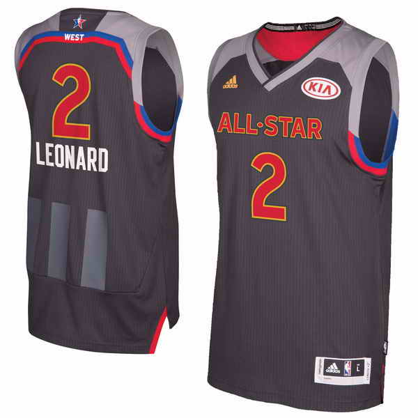 Men's Western Conference #2 Kawhi Leonard Adidas Charcoal 2017 NBA All-Star Game Replica Jersey