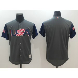 Men USA Baseball Majestic Gray 2017 World Baseball Classic Authentic Team Jersey Men USA Baseball Majestic Gray 2017 World Baseball Classic Authentic Team Jersey