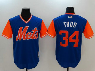 Mets 34 Noah Syndergaard Thor Majestic Royal 2017 Players Weekend Nickname Jersey Mets 34 Noah Syndergaard Thor Majestic Royal 2017 Players Weekend Nickname Jersey