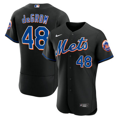 Mets 48 Jacob DeGrom Black Nike 2022 Alternate Flexbase Jersey