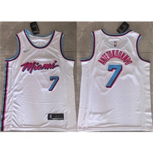 Miami Heat 7 Giannis Antetokounmpo White Pink Men Jersey
