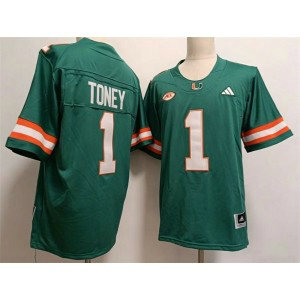 Miami Hurricanes 1 Malachi Toney Green Vapor Limited Men Jersey