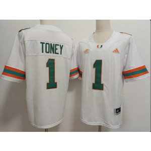 Miami Hurricanes 1 Toney White Vapor Limited Men Jersey