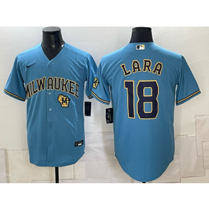 Milwaukee Brewers 18 Lara Blue City Men Jersey