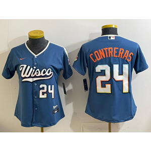 Milwaukee Brewers 24 William Contreras Blue 2026 City Connect Cool Base Women Jersey