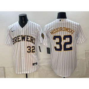 Milwaukee Brewers 32 Misiorowski White Men Jersey
