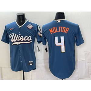 Milwaukee Brewers 4 Paul Molitor Blue City Men Jersey