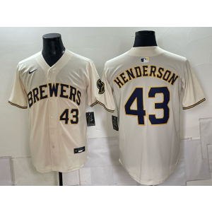 Milwaukee Brewers 43 Henderson Cream Men Jersey