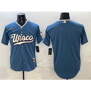 Milwaukee Brewers Blank Blue 2026 City Connect Cool Base Men Jersey