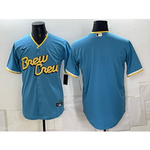 Milwaukee Brewers Blank Blue Men Jersey