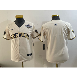 Milwaukee Brewers Blank Cream 2026 World Series Youth Jersey